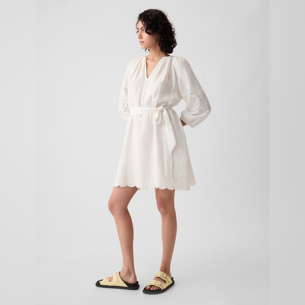 NWT Gap Crinkle Gauze Embroidered Mini Dress